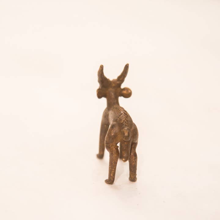 Old New House - Wholesale Sculpture - Vintage Dark Impala Ram Bronze Gold Weight