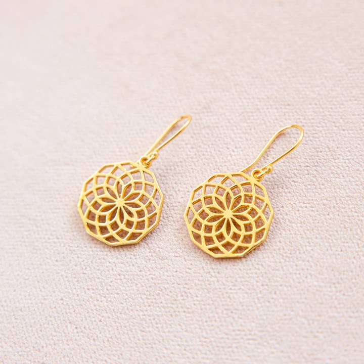 Rahab's Rope - Wholesale Dangle Earrings - Aurora Mandala Petal Earrings
