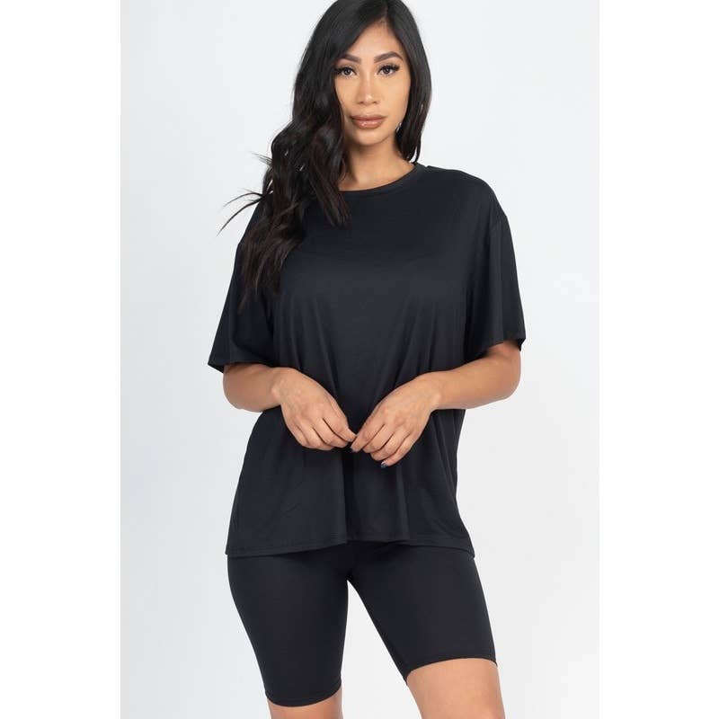 Paperdoll - Venta al por mayor Conjuntos de top y pantalón corto (NO para estar en casa) - Mujer - Conjunto de camiseta holgada de ajuste suelto y pantalones cortos de ciclismo18