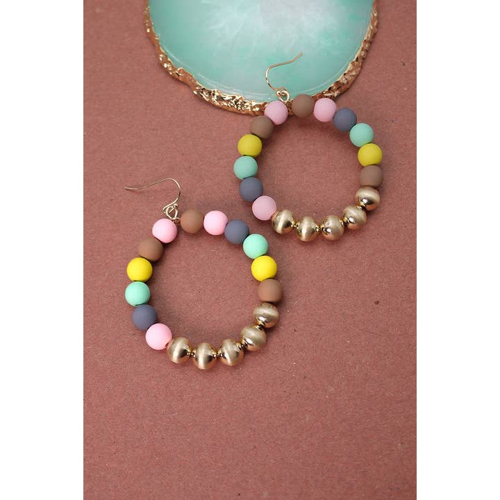 JOSSLYN by wall to wall - Wholesale Hoop Earrings - STYLISH CLAY BEAD HOOP EARRINGS | 51E2080180