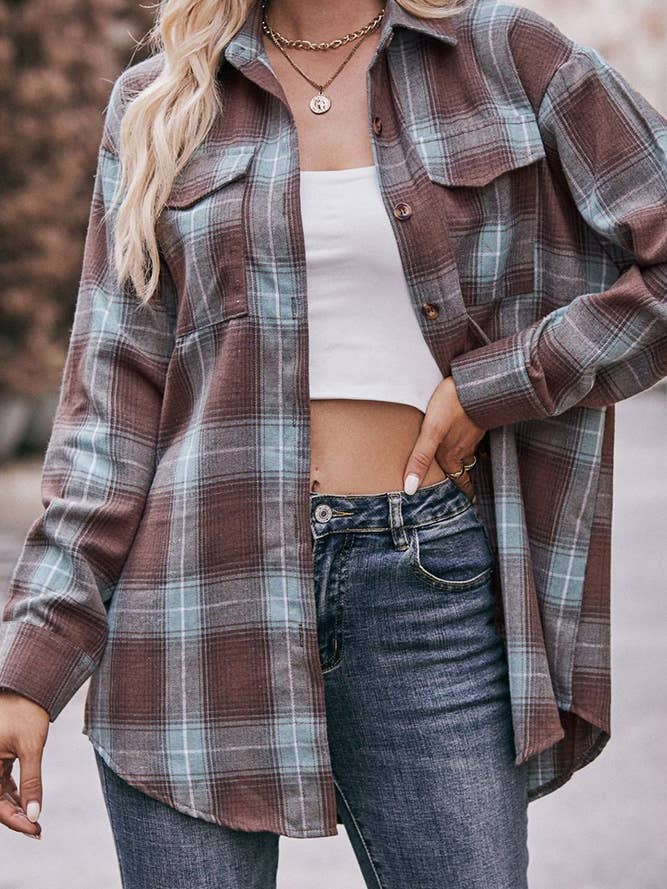 Comely Fashion - Wholesale Button Down Shirt - Women's - Women Plaid Blouse Buttoned Fall Sesaon Shirt CF-MD07423