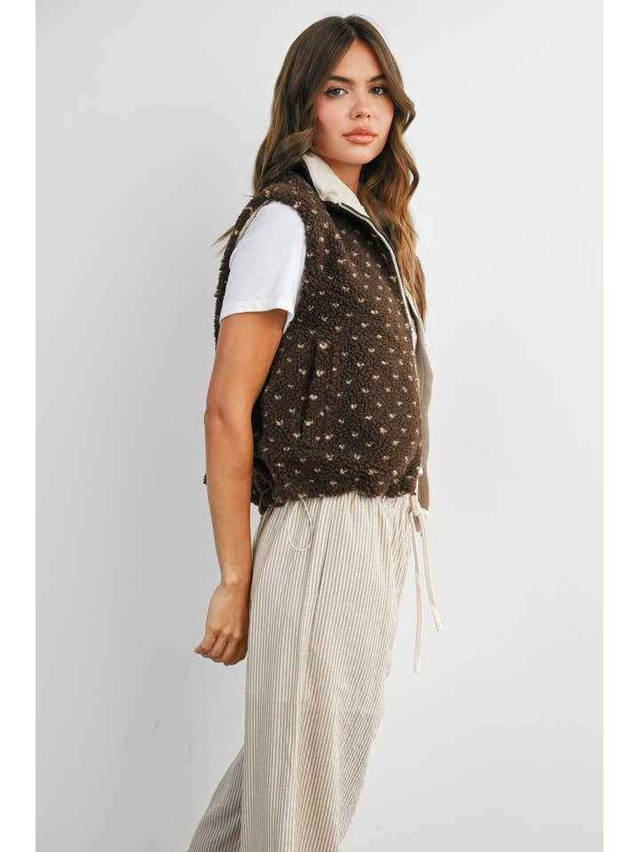 BUTTERMELON - Wholesale Jacket - Women's - Floral Fleece Sleeveless Vest - BMJ784956