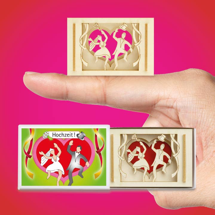 Mini silhouette 3D matrimonio in scatola da fiammiferi – regalo per ricevimento nuziale per la vendita all'ingrosso da parte di SILHOUBOX