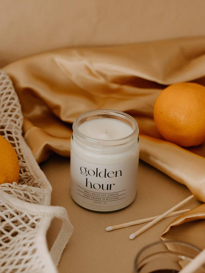 Golden Hour soy candle for wholesale by Soul Roots Wax Co.