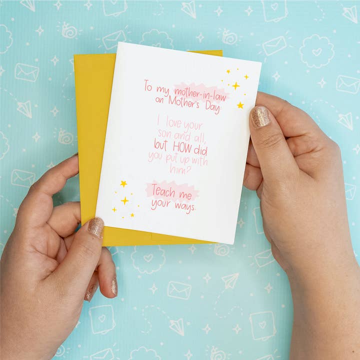 Carte de vœux recyclée « Mother's Day Teach Me Teach Me Funny » pour la fête des mères pour la vente par Colette Paperie