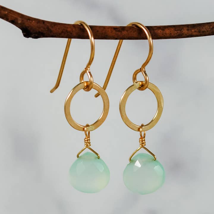 Petite Ring and Stone Earrings - gold-filled for wholesale by Cameron Kruse Designs