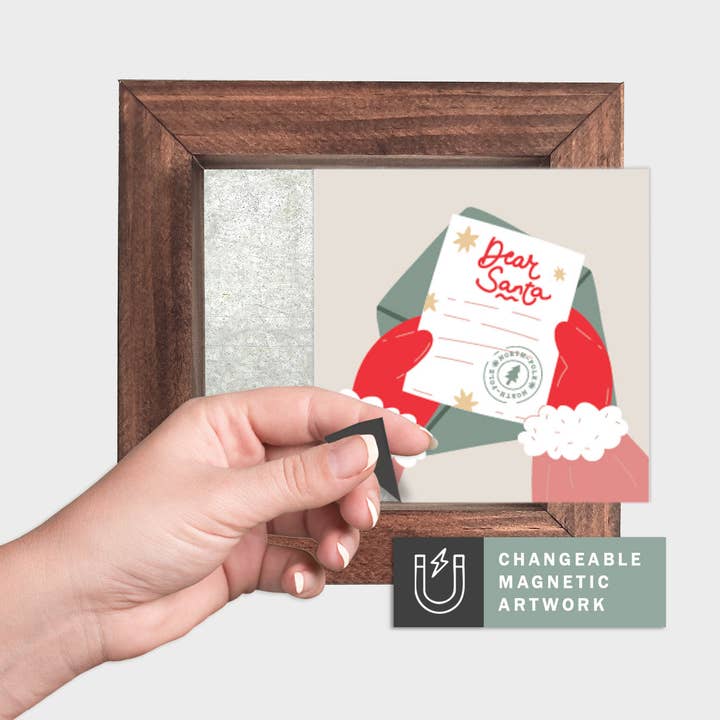Insert décor saisonnier magnétique pour panneau interchangeable (mini) : Lettre au Père Noël (hiver/Noël) | Panneau magnétique vierge vendu séparément pour la vente par Simpler Seasons Decor