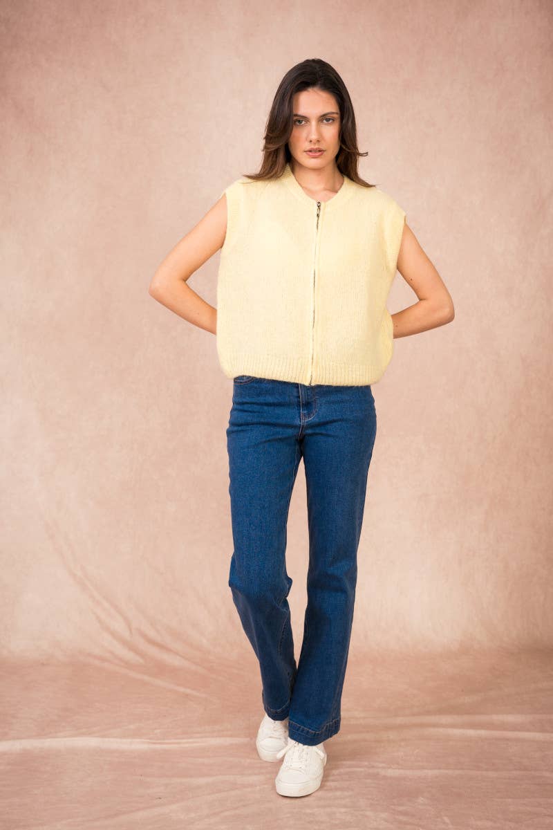 Calie Paris - Vendita all'ingrosso Maglione tricot - Donna - Gilet Senza Maniche con Zip – Misto Mohair12