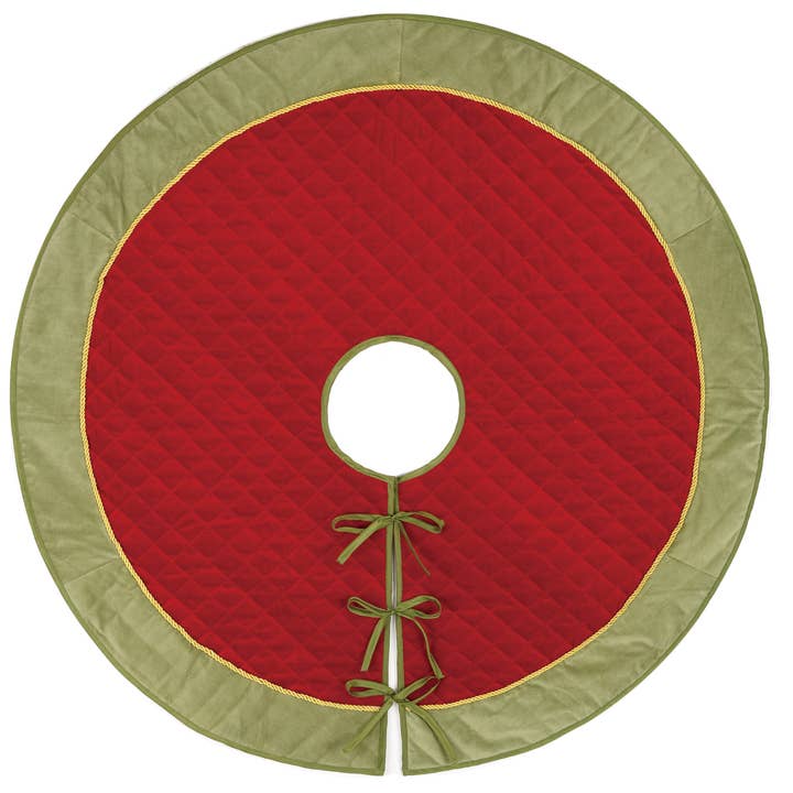 Falda de árbol rojo/verde con cordón dorado para venta al por mayor de Peking Handicraft