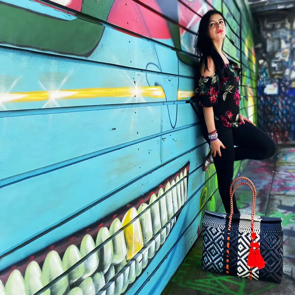 The Faria – Saco de praia por atacado – Bolsas Praia Artesanais Preto e Laranja em Plástico Reciclado9