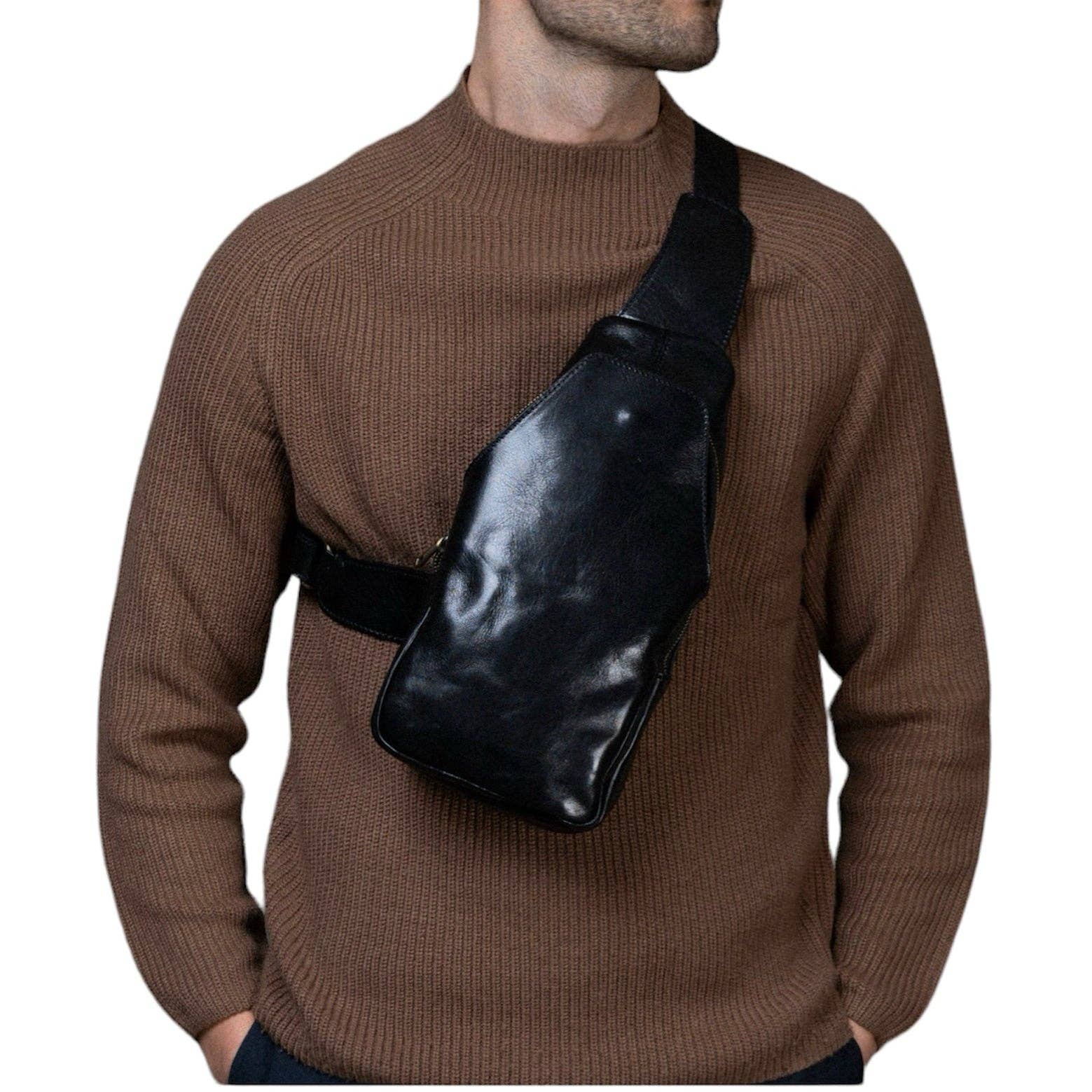 MODARNO - Wholesale Messenger Bag - Men's - Modarno Men's Genuine Leather Bag Marsupio One-Shoulder Jump6