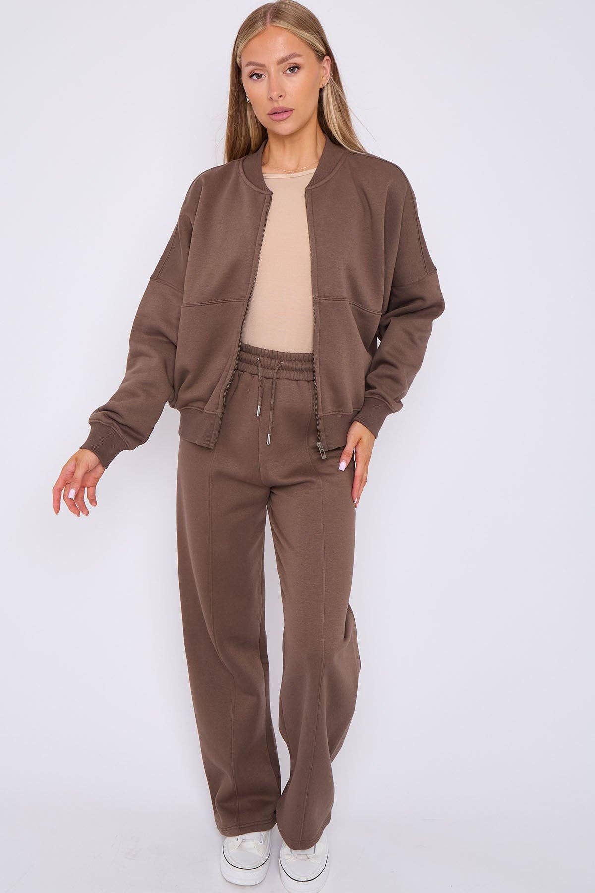 AX Labels - Wholesale Top & Pant Set (NOT Loungewear) - Women's - Oversized Bomber Style Fleece Zipper Co-ord64