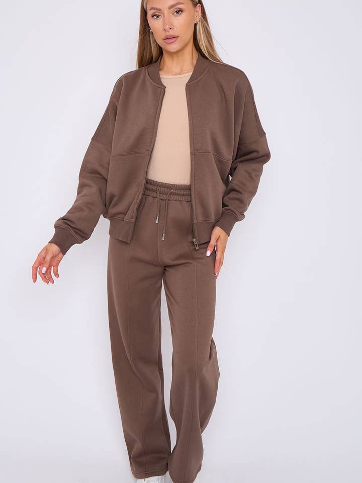 AX Labels - Wholesale Top & Pant Set (NOT Loungewear) - Women's - Oversized Bomber Style Fleece Zipper Co-ord64