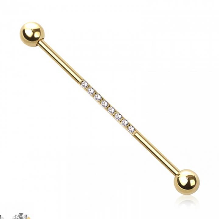 Industrial barbell i 316L kirurgiskt stål med 8 CZ-stenar i centrum för wholesale av CRAVE