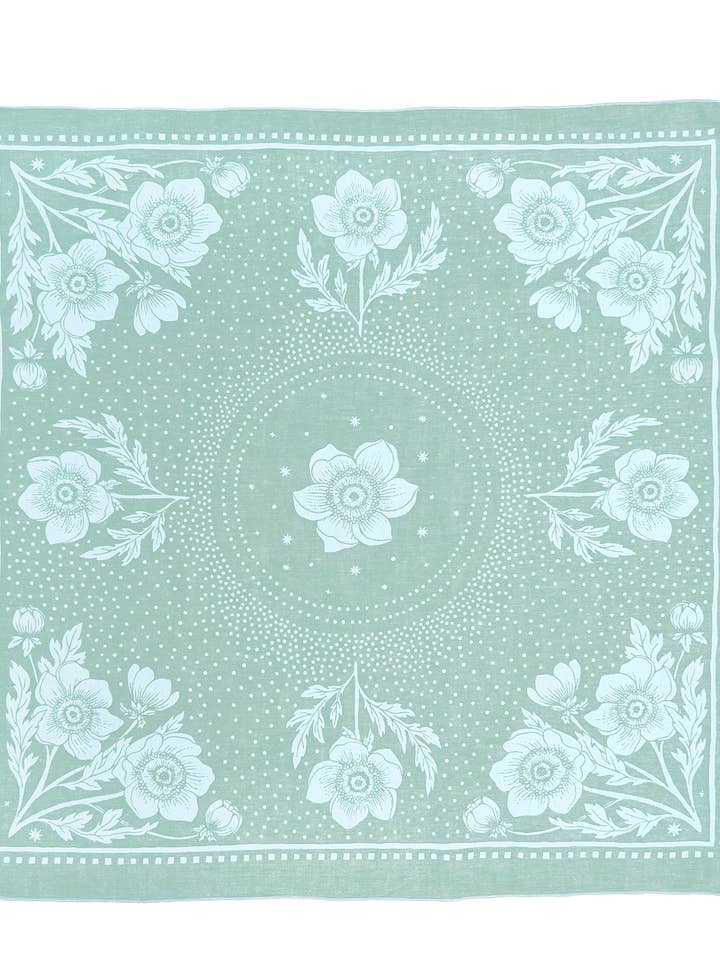 Organic Cotton + Hemp Bandana // Anemone // Sage for wholesale by Lili Arnold