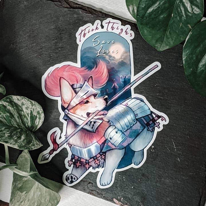 Corgi "Thick Thighs" Sticker for wholesale by Dobe Illustrations