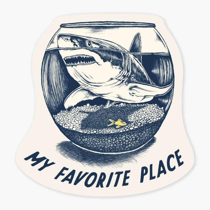 Autocolante de Nome Personalizado - Taça de Tubarão 3" por atacado de Nice Enough Stickers