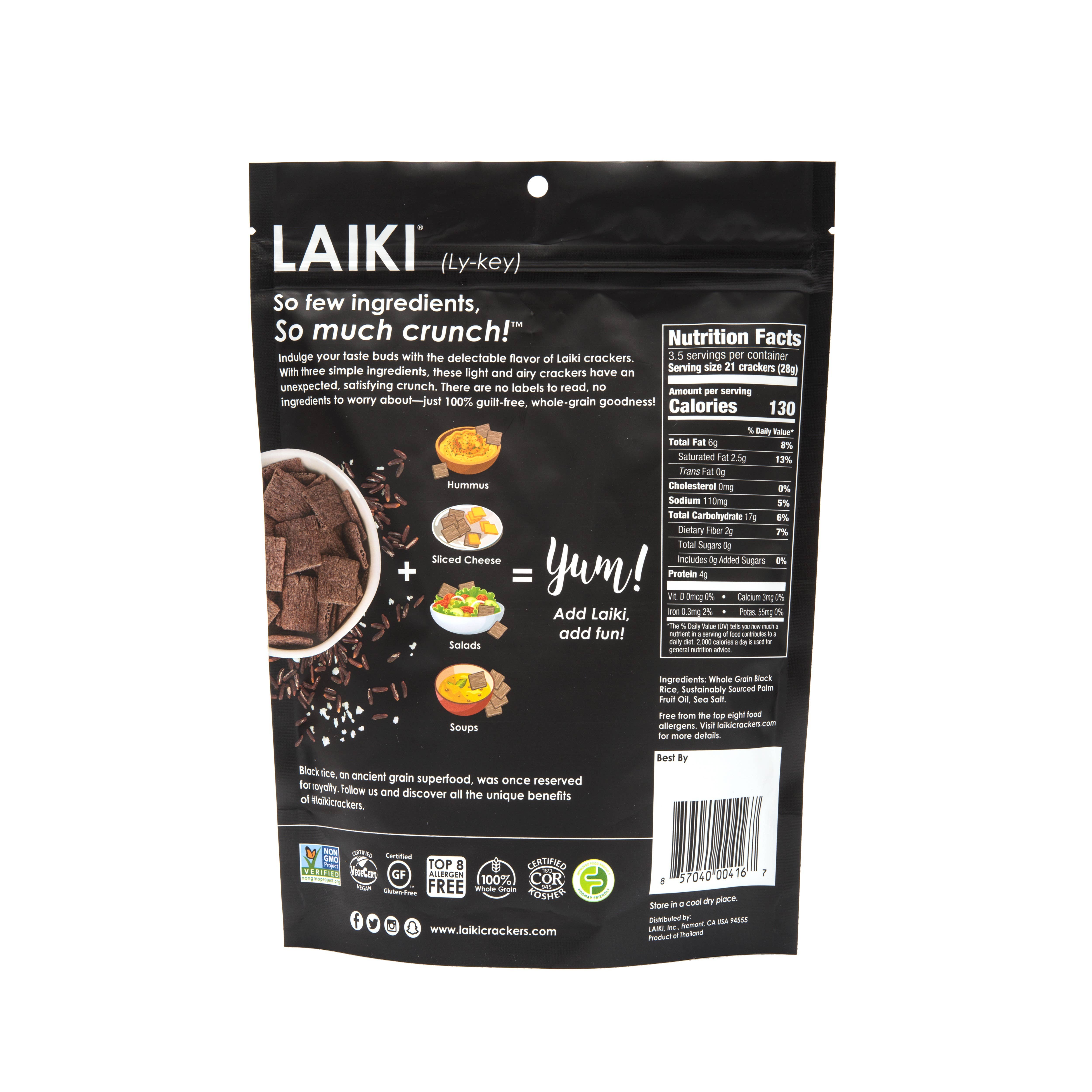 Laiki - Wholesale Krokante deegwaren - 100 g zwarte rijstcrackers met zeezout1