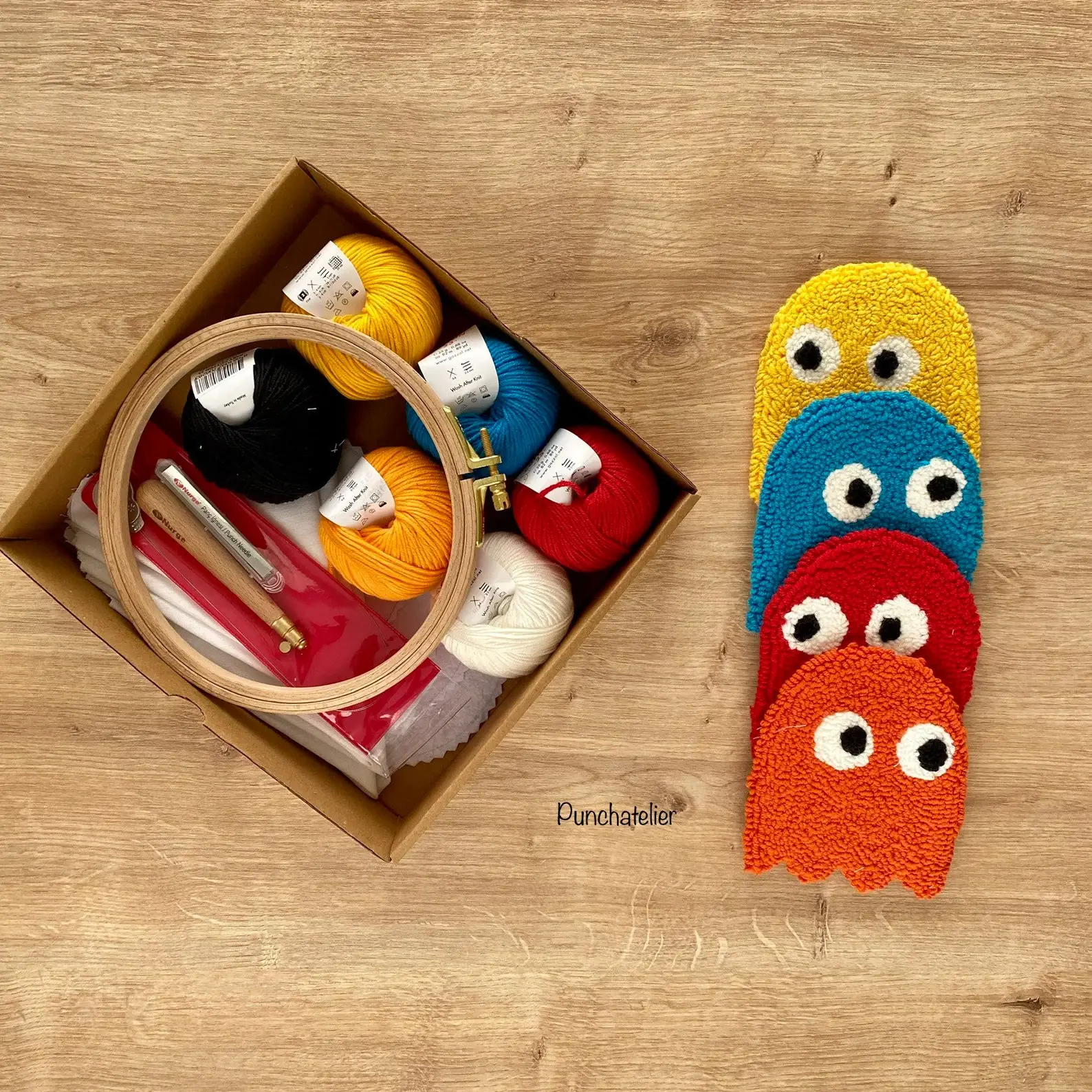 PunchAtelier - Venta al por mayor Material para bordado/punto de cruz - Kit Tufting de Posavasos 4 piezas5