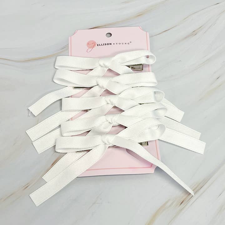 Ellison+Young - Wholesale Hair Clip - Women's - Solid Bow Hair Clip Set Of 5