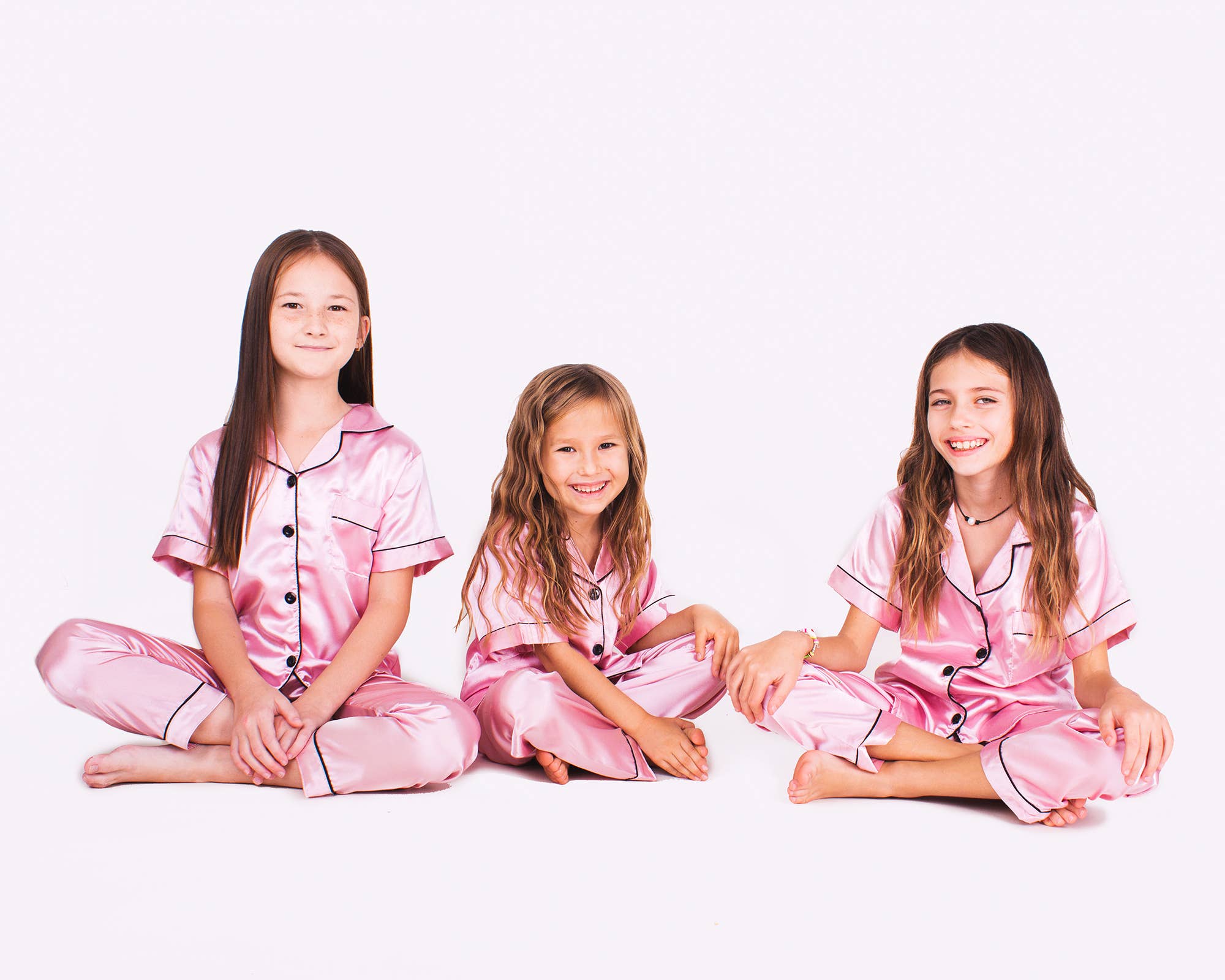 Sisters G Kids - Wholesale Sleepwear Set - Kids - Kids Satin Pajamas Short Sleeves + Pants 6