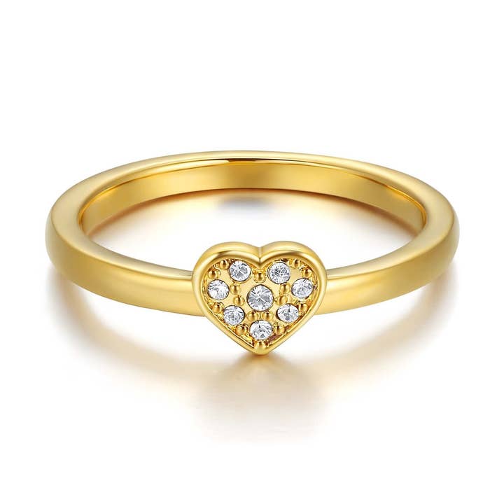 Minimalistischer Ohrstecker in Herzform mit Swarovski-Kristall|1-1198-GCLR für den Großhandel von My Jewellery Story