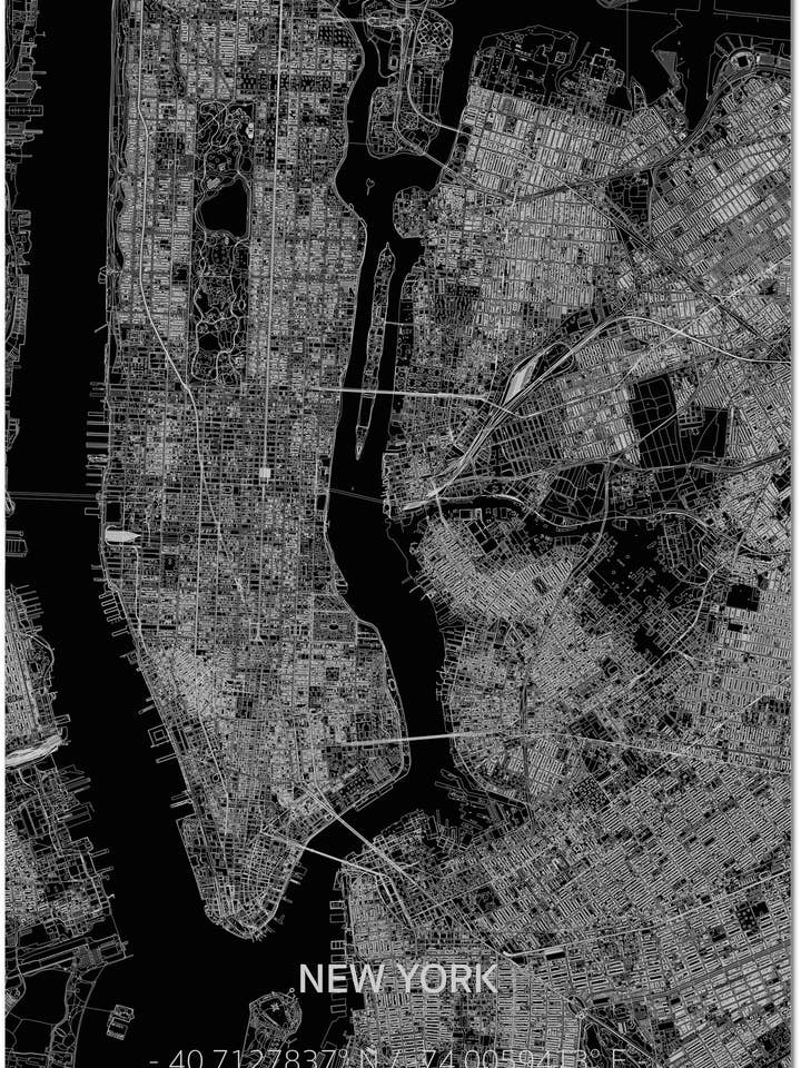 Citymap New York XL | Aluminum wall decoration for wholesale by Brandthout.