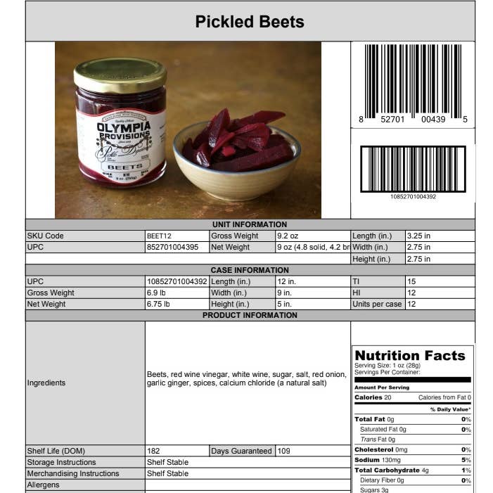 Olympia Provisions - Wholesale Pickled Vegetables - Pickled Beets2