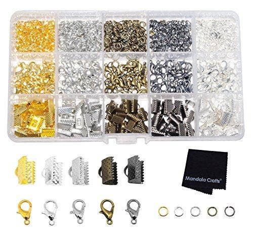 Mandala Crafts – wholesale Craft supplies – Ribbon Crimps for Jewelry Making, Ribbon Clamps, Fold Over Cord Ends, Jewelry Finding Kit for Bracelets, Bookmarks; by Mandala Crafts12