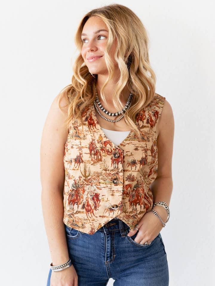 TH2922 S230 COWBOY VEST (1 PIECE) for wholesale by Turquoise Haven