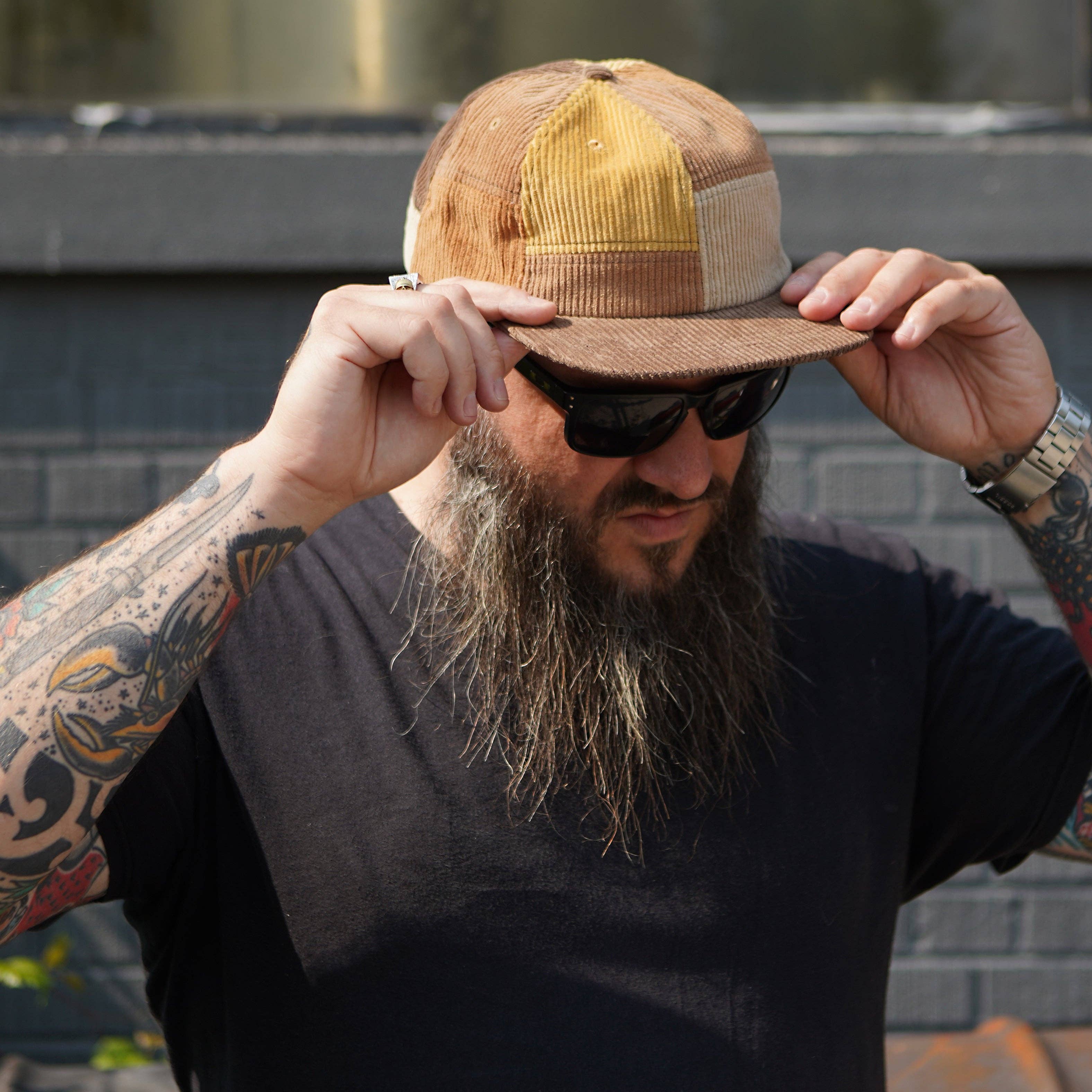 Stuntin Goods - Wholesale Flat Brim Cap - Unisex - Patchwork Corduroy Hat1