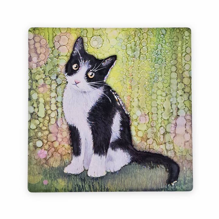 By Jo Crafts – wholesale Coasters – 103-C Black & White Cat Coaster8