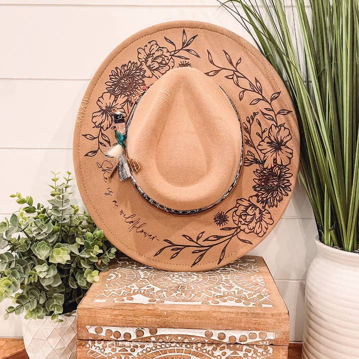 Willie & Dolly Designs - Wholesale Fedora - Women's - Engraved Floral Hat