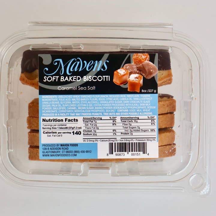 Caramel w/ Choc. & Sea Salt Soft Baked Biscotti for wholesale by Maven Foods Co