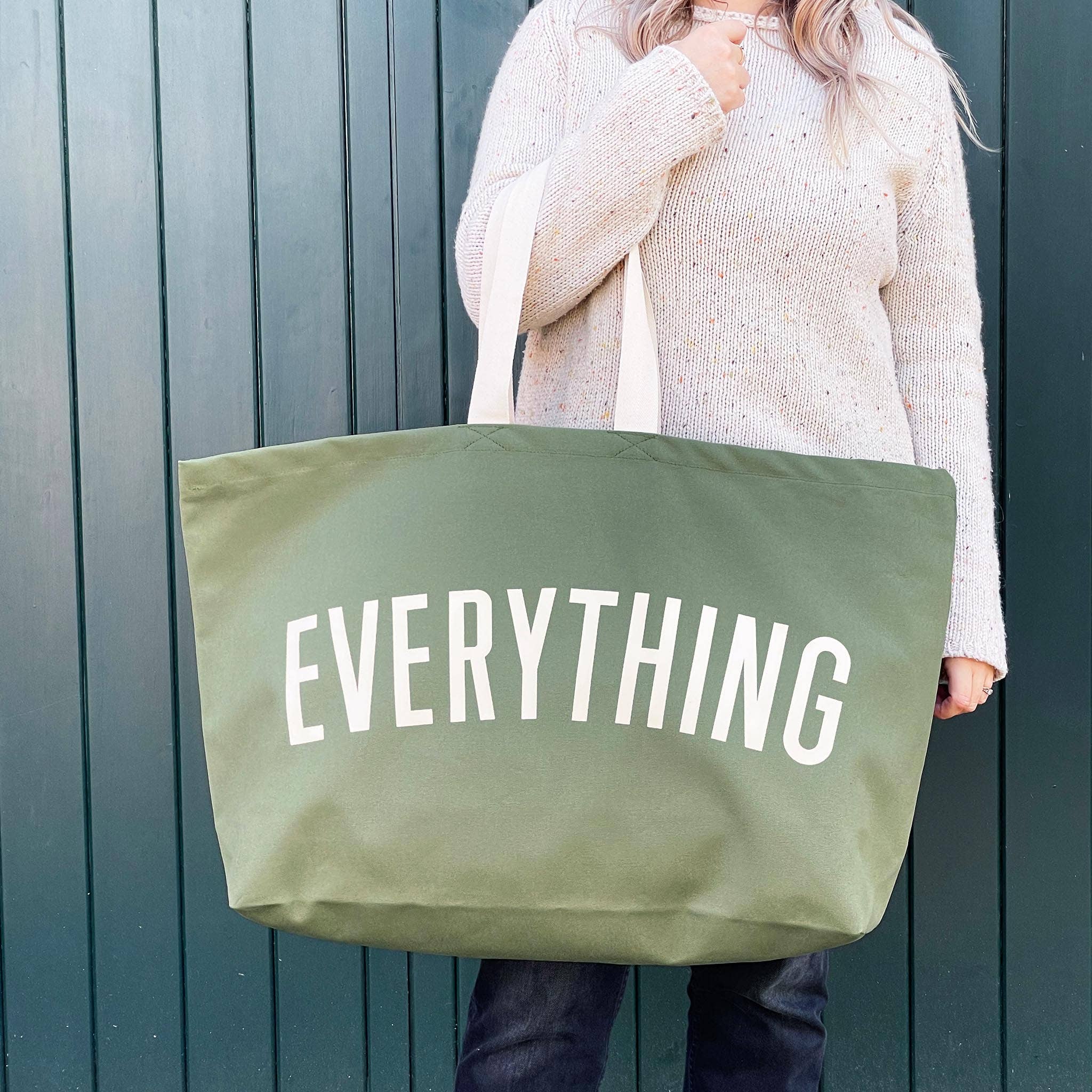 Alphabet Bags – Engroshandel Tote bag - Dame – Everything virkelig stor skuldertaske i olivengrøn5