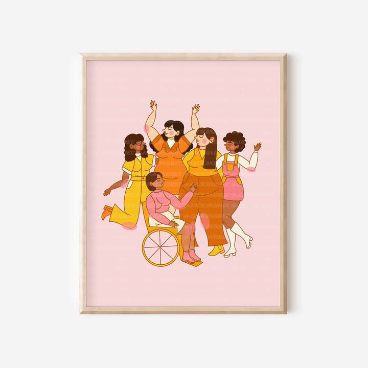 "Meet Me at the Disco" Print, Retro Art, Women Empowerment, Disability Pride for wholesale by Jack and Bec