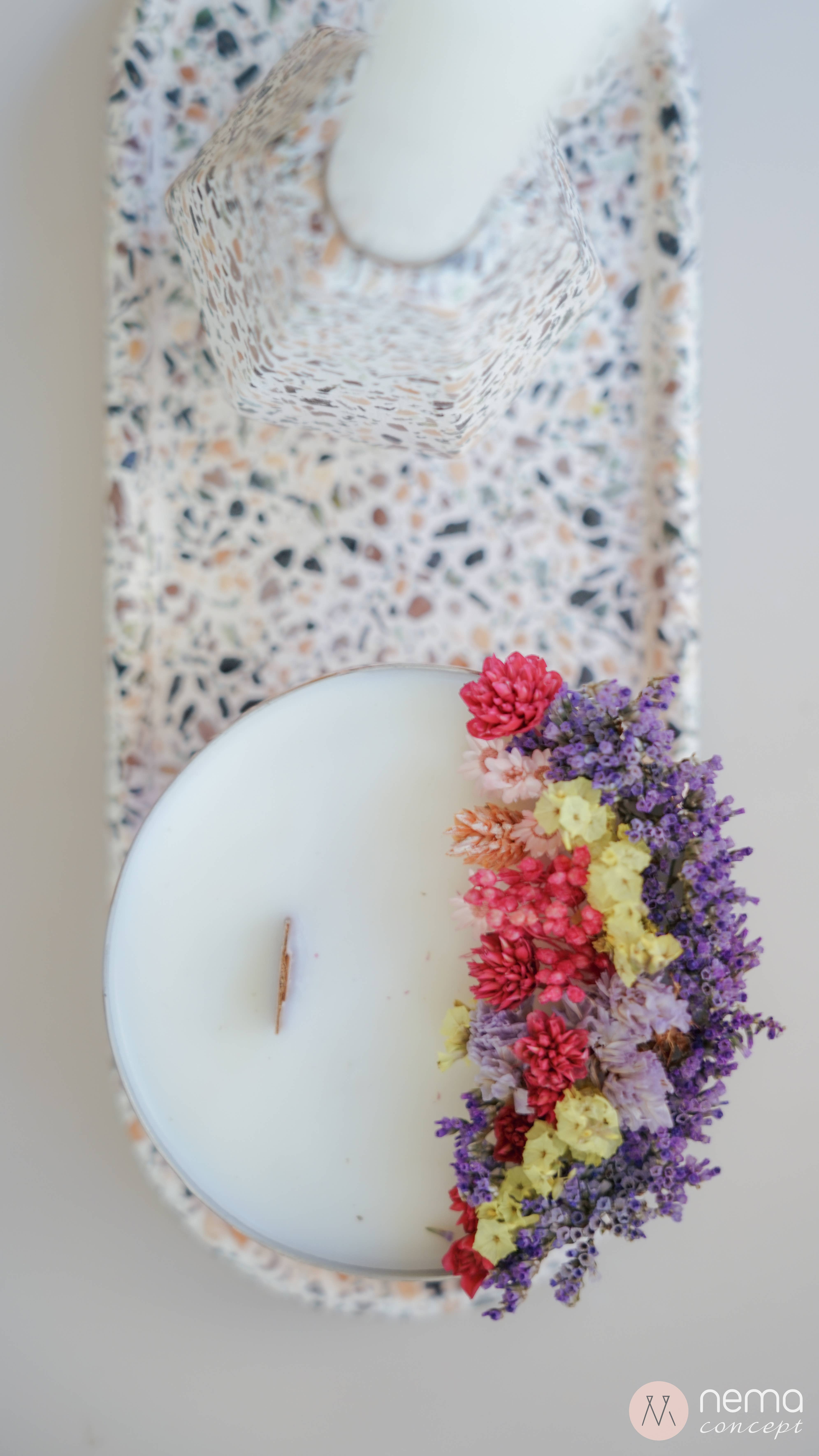 Nema Concept – wholesale Jar/filled candle – Hammered Copper Pot Soy Candle with Dried Flowers8