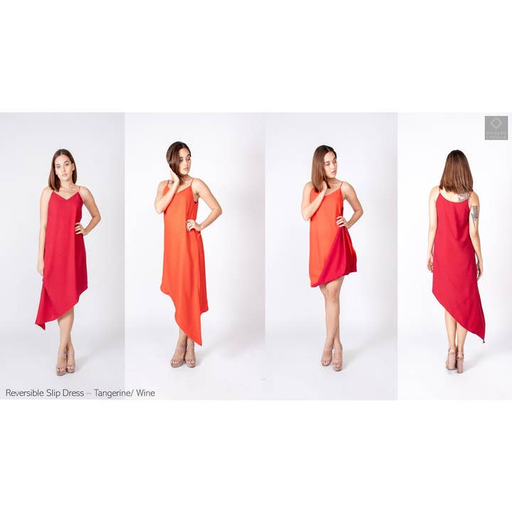 Perfecte rode/oranje slipjurk voor wholesale door Modern Capsule