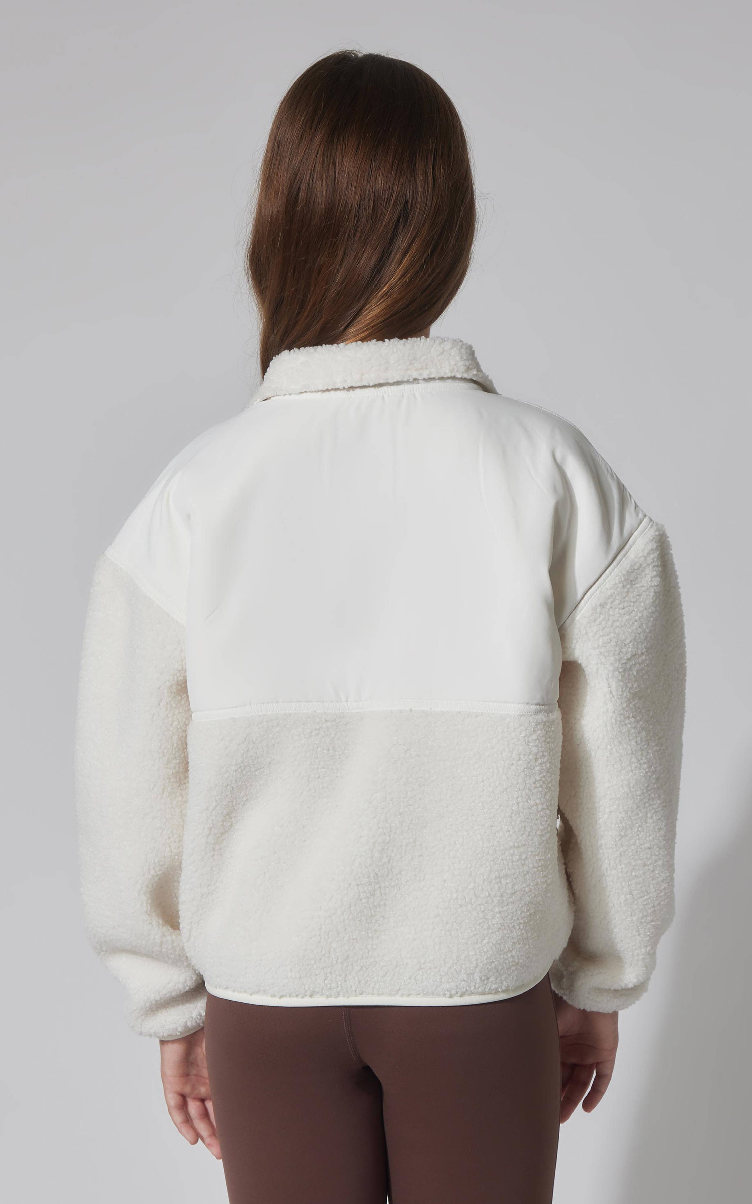 Colombe Blanche Veste en sherpa tendance pour filles préadolescentes avec fermeture à pressions en vente sur Faire2