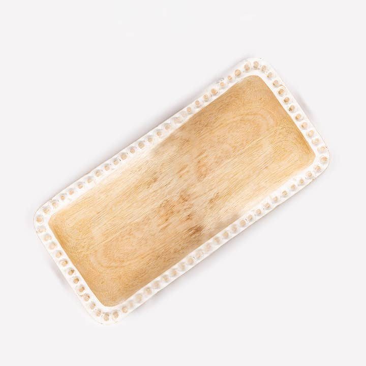 Beaded Edge Tray | Natural and other Purchase Wholesale mango wood tray. Free Returns & Net 60 Terms on Faire trending on Faire.