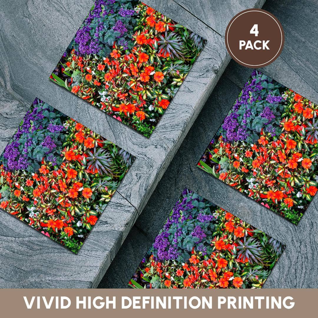 3dRose – wholesale Coasters – 3dRose, USA, Oregon. Cannon Beach Garden. Impatiens. Geraniums. Heliotrope 1., Coaster5