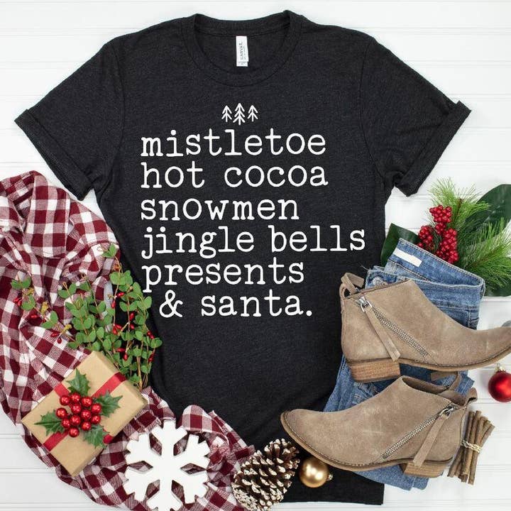 Christmas Words Muérdago y chocolate caliente de un solo color (adulto) para venta al por mayor de Heat Transfer Hub