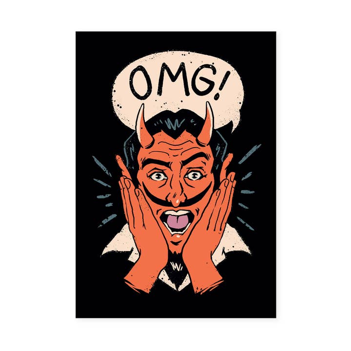 ¡Dios mío, Satanás! Tarjeta postal de Vincent Trinidad para venta al por mayor de East End Prints - Greetings Cards & Postcards