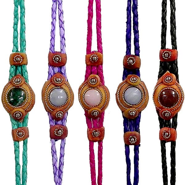 Pichincha - Wholesale Woven/Braided Bracelet - Round Stone Braided Leather Bracelet