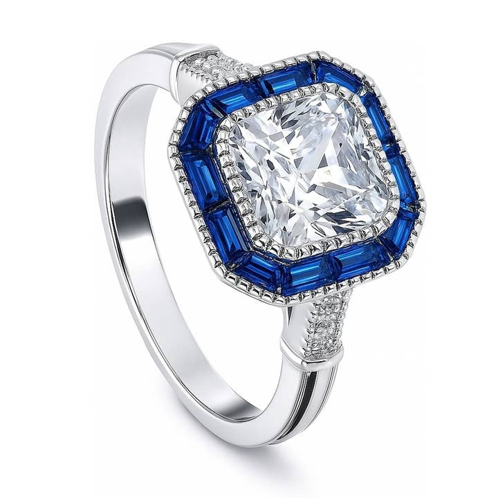 BERRICLE Sterling Sølv Halo Art Deco Milgrain CZ Ring for engroshandel hos BERRICLE