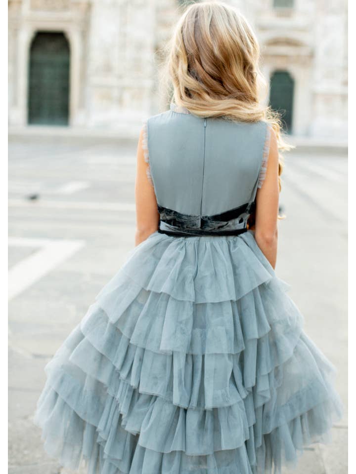 Joyfolie - Wholesale Dress - Kids - Geneva Petticoat Dress in Dusty Blue