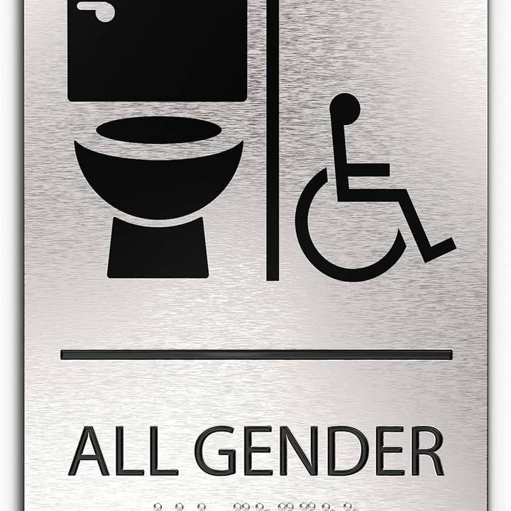Cartello ADA Toilette | Simboli unisex accessibili in sedia a rotelle | 15,2 x 22,9 cm per la vendita all'ingrosso da parte di Vizilok