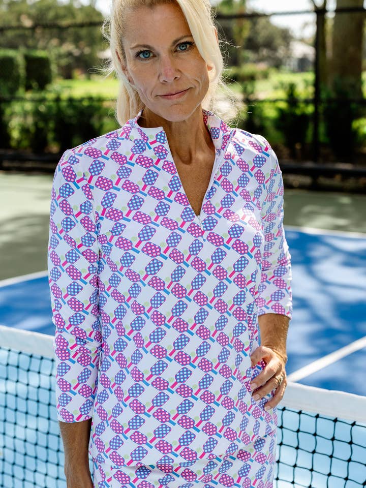 Blair Long Sleeve Top - Let's Play Pickle Pink/Blue for wholesale by sailor-sailor