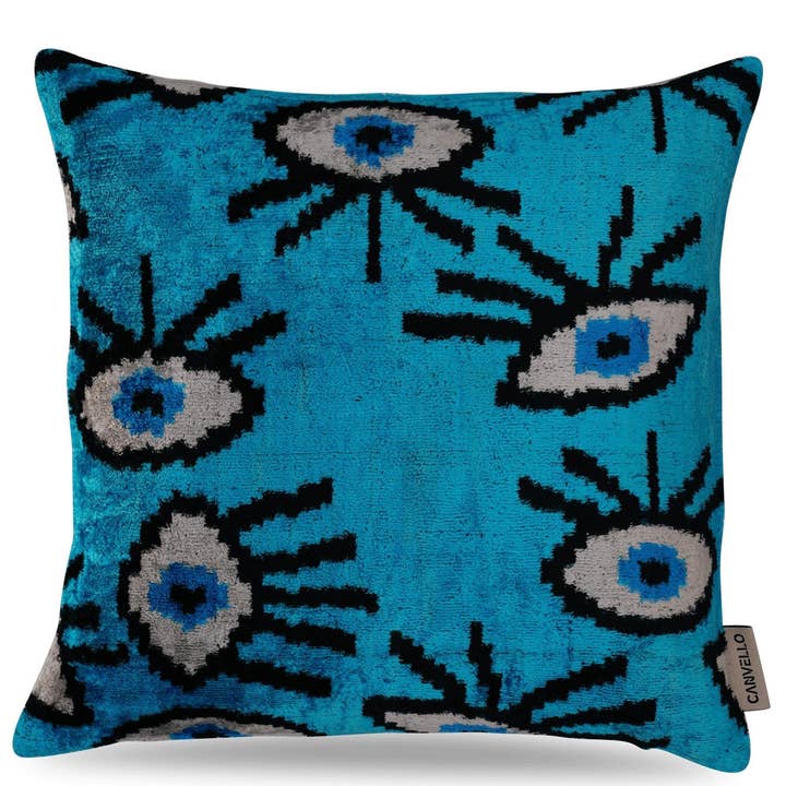 Canvello - Wholesale Throw/Decorative Pillow - Canvello Handmade Luxury Handmade Velvet Silk Evil Eye Throw Pillow With Down Insert1