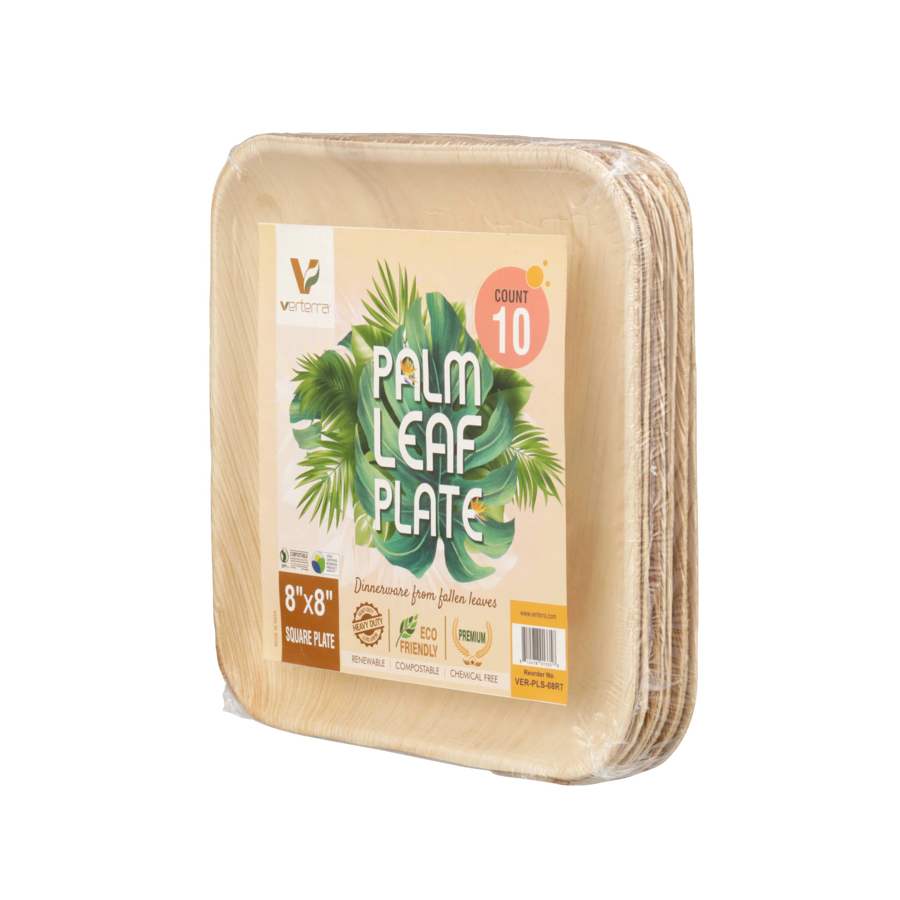 VerTerra Dinnerware - Wholesale Disposable Plate - 8" x 8" VerTerra Square Palm Leaf Plates1